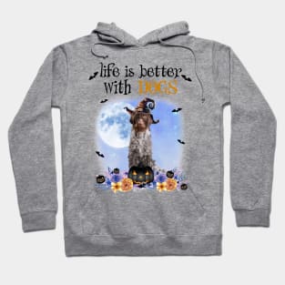 German Wirehaired Pointer Witch Hat Life Is Better With Dogs Hoodie